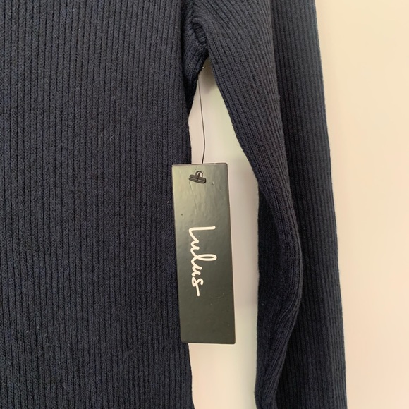 Lulus Navy long sleeve ribbed bodycon dress - Picture 3 of 3